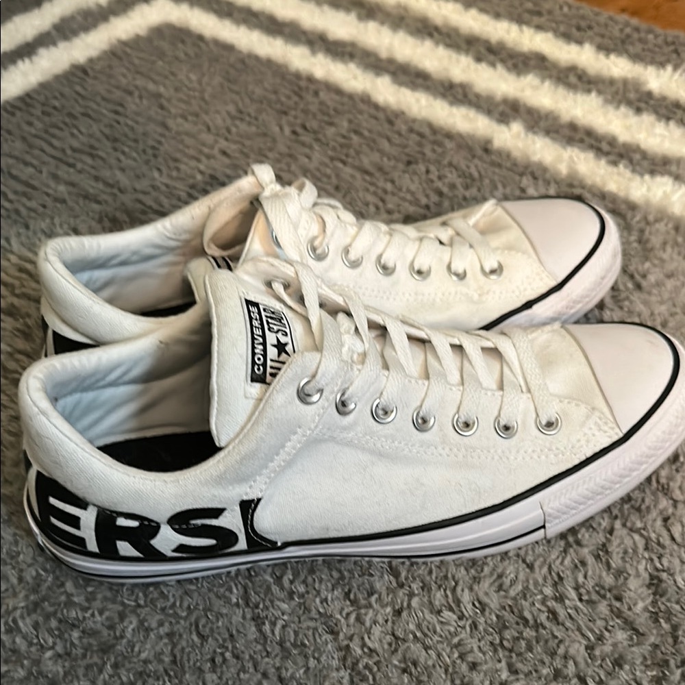 Converse White with black letters Canvas Sneakers men size 10